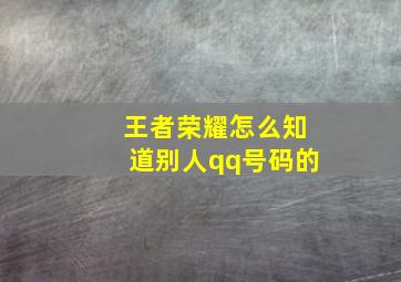 王者荣耀怎么知道别人qq号码的