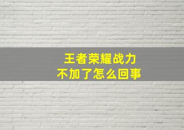 王者荣耀战力不加了怎么回事