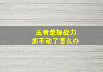 王者荣耀战力加不动了怎么办