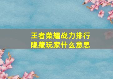 王者荣耀战力排行隐藏玩家什么意思