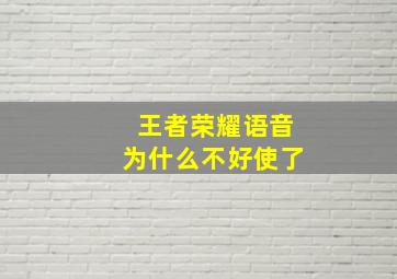 王者荣耀语音为什么不好使了