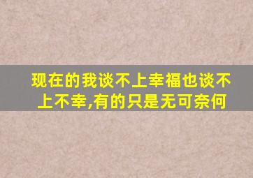 现在的我谈不上幸福也谈不上不幸,有的只是无可奈何