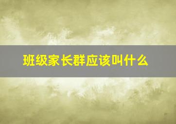 班级家长群应该叫什么