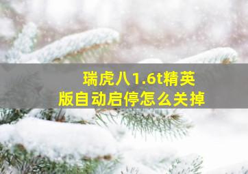 瑞虎八1.6t精英版自动启停怎么关掉