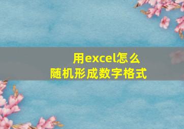 用excel怎么随机形成数字格式