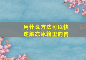 用什么方法可以快速解冻冰箱里的肉