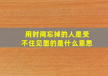 用时间忘掉的人是受不住见面的是什么意思