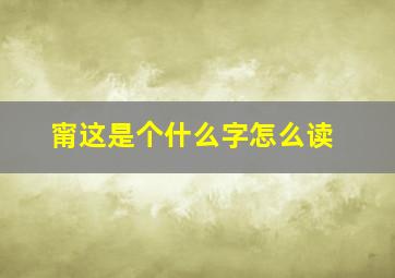 甯这是个什么字怎么读