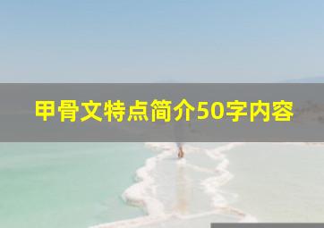 甲骨文特点简介50字内容