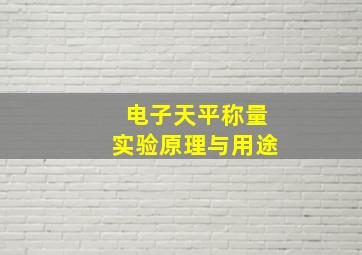 电子天平称量实验原理与用途