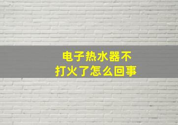 电子热水器不打火了怎么回事