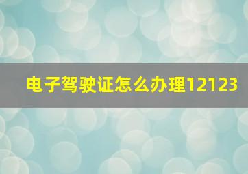 电子驾驶证怎么办理12123