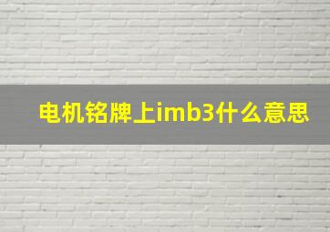 电机铭牌上imb3什么意思