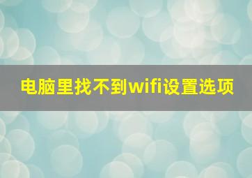 电脑里找不到wifi设置选项