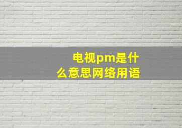 电视pm是什么意思网络用语