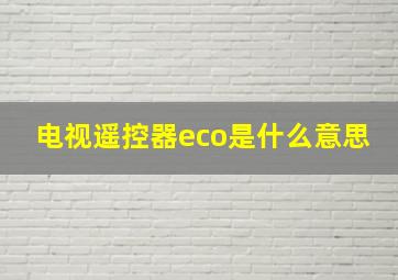 电视遥控器eco是什么意思