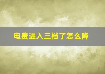 电费进入三档了怎么降