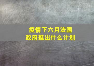 疫情下六月法国政府推出什么计划