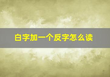 白字加一个反字怎么读