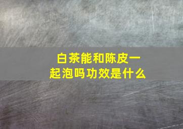 白茶能和陈皮一起泡吗功效是什么