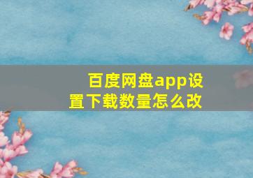 百度网盘app设置下载数量怎么改