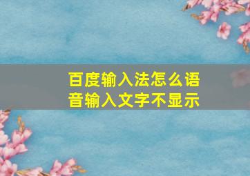 百度输入法怎么语音输入文字不显示