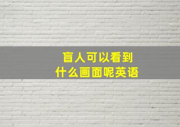 盲人可以看到什么画面呢英语