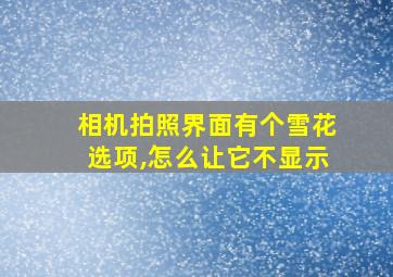 相机拍照界面有个雪花选项,怎么让它不显示