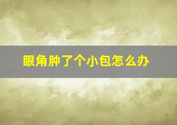 眼角肿了个小包怎么办