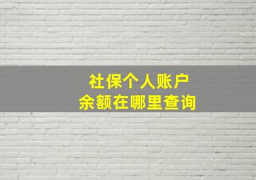 社保个人账户余额在哪里查询