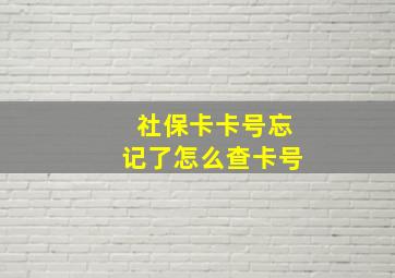 社保卡卡号忘记了怎么查卡号