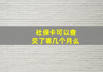 社保卡可以查交了哪几个月么