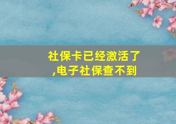 社保卡已经激活了,电子社保查不到