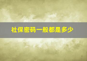 社保密码一般都是多少