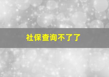 社保查询不了了