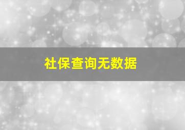 社保查询无数据