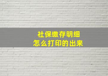 社保缴存明细怎么打印的出来