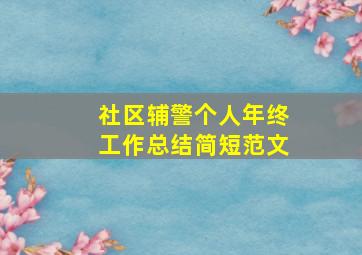 社区辅警个人年终工作总结简短范文