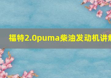 福特2.0puma柴油发动机讲解