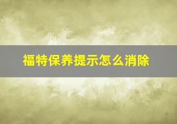 福特保养提示怎么消除