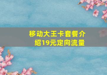 移动大王卡套餐介绍19元定向流量