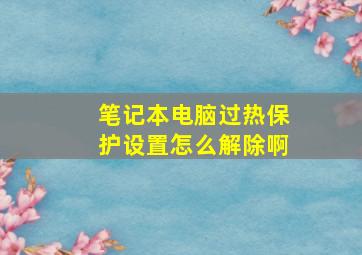 笔记本电脑过热保护设置怎么解除啊