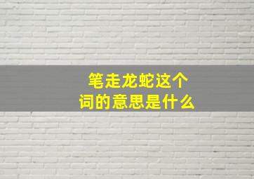 笔走龙蛇这个词的意思是什么