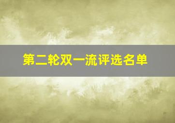 第二轮双一流评选名单