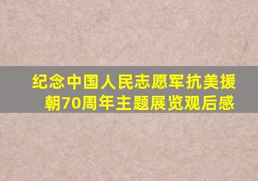 纪念中国人民志愿军抗美援朝70周年主题展览观后感