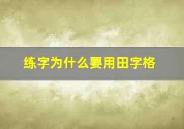 练字为什么要用田字格