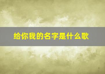 给你我的名字是什么歌