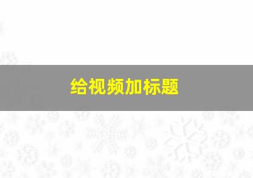 给视频加标题