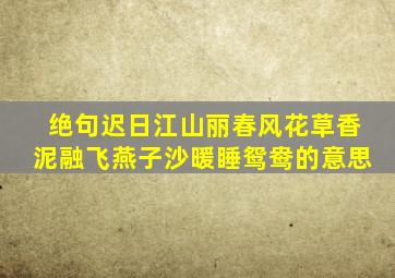 绝句迟日江山丽春风花草香泥融飞燕子沙暖睡鸳鸯的意思