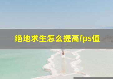 绝地求生怎么提高fps值